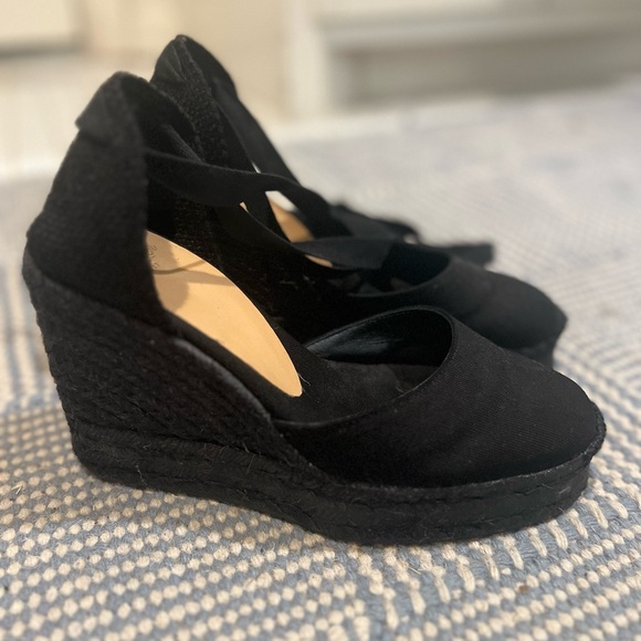 Worn once! Castaner All Black Carina Espadrille Wedge. Size 37. - Picture 3 of 6